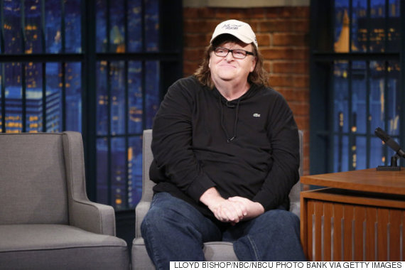 LATE NIGHT WITH SETH MEYERS -- Episode 410 -- Pictured: Director Michael Moore during an interview on August 29, 2016 -- (Photo by: Lloyd Bishop/NBC/NBCU Photo Bank via Getty Images)